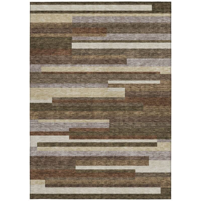 HomeRoots Striped Transitional Rectangle Outdoor Rug