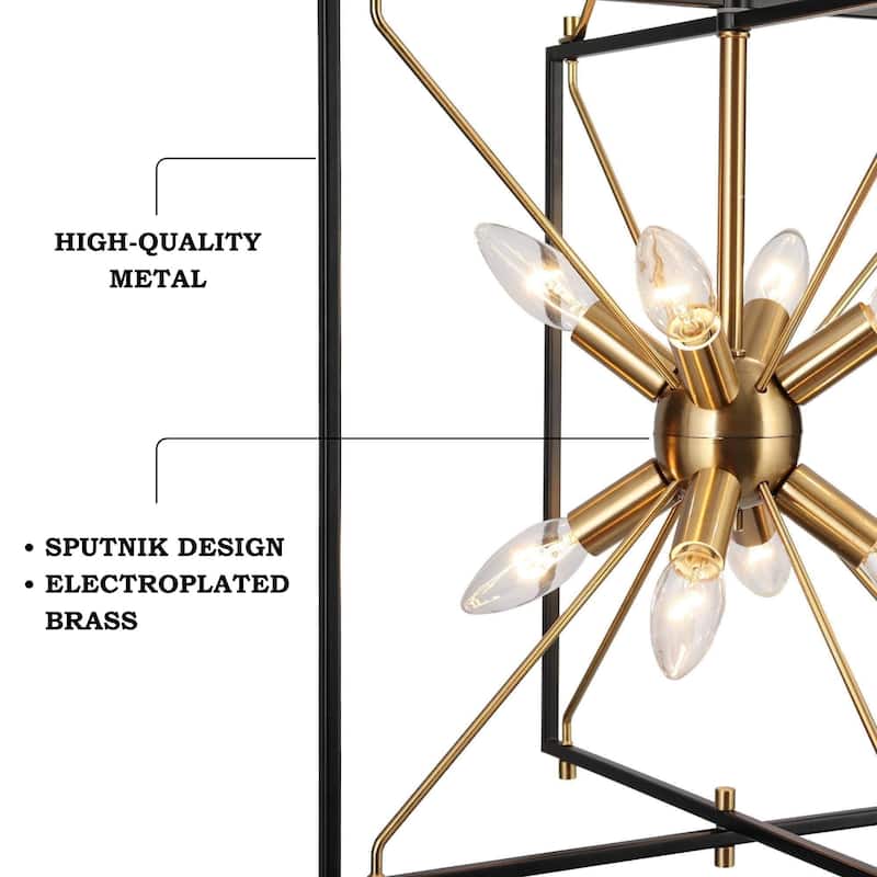 Modern 8-Light Black Gold Sputnik Chandelier Metal Geometric Pendant Lights for Dining Room - 16" L x 15" W x 18" H