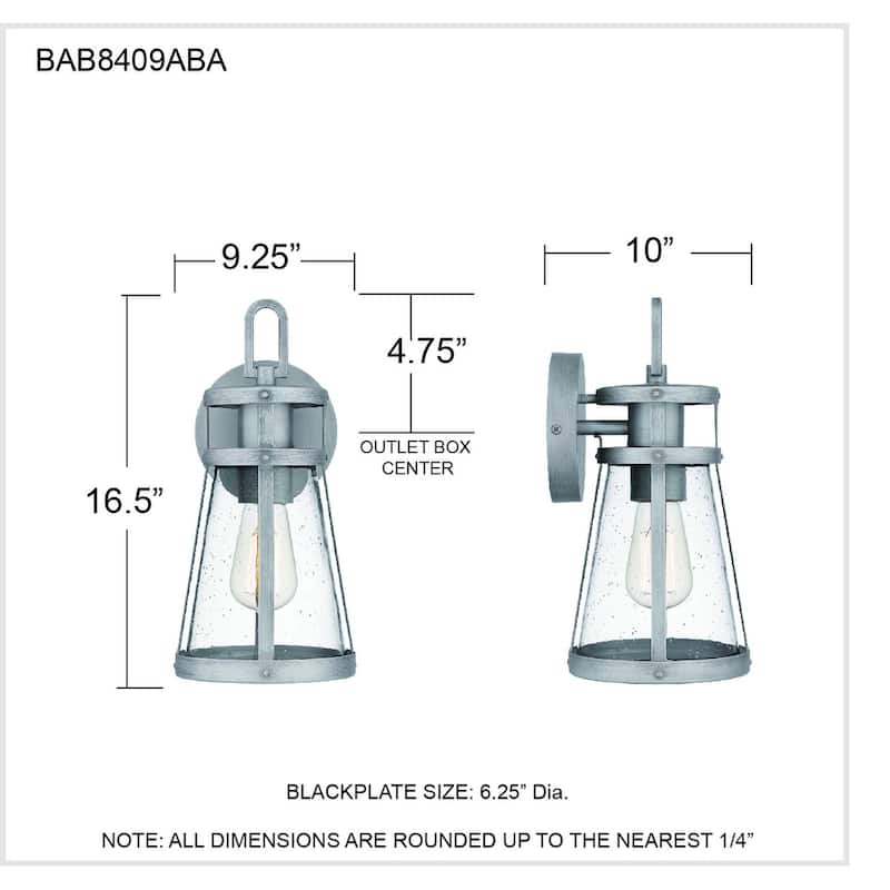 Barber 1-Light Antique Brushed Aluminum Outdoor Wall Lantern