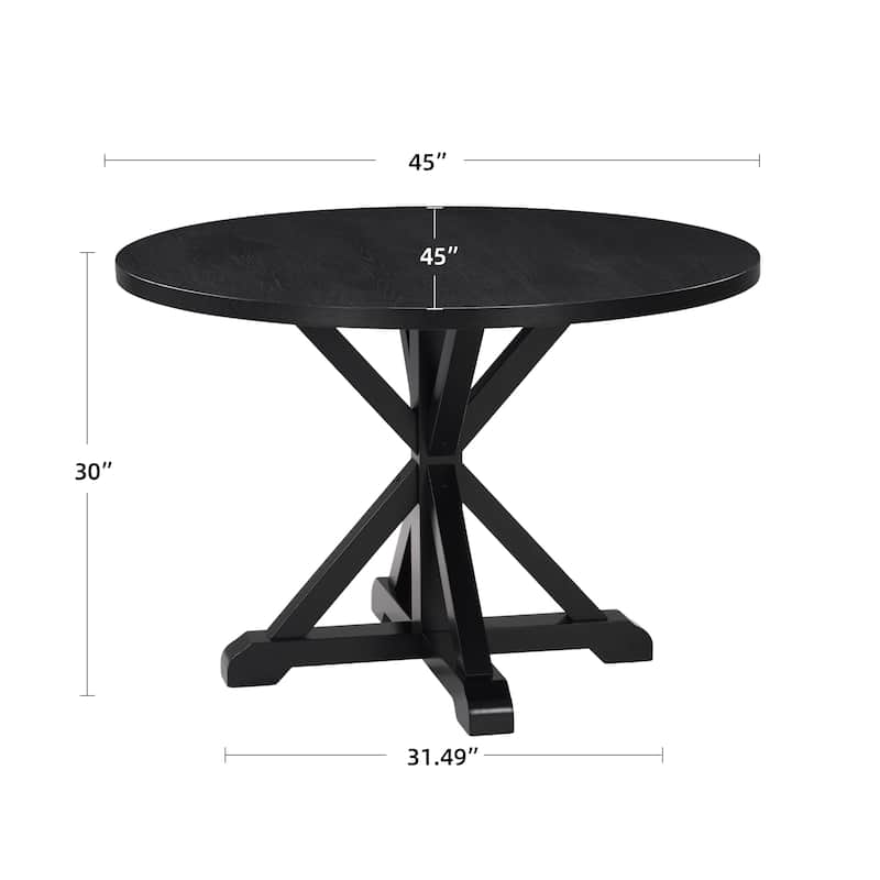 Modern 45" Diameter Round Dining Table with Cross-Buck Base