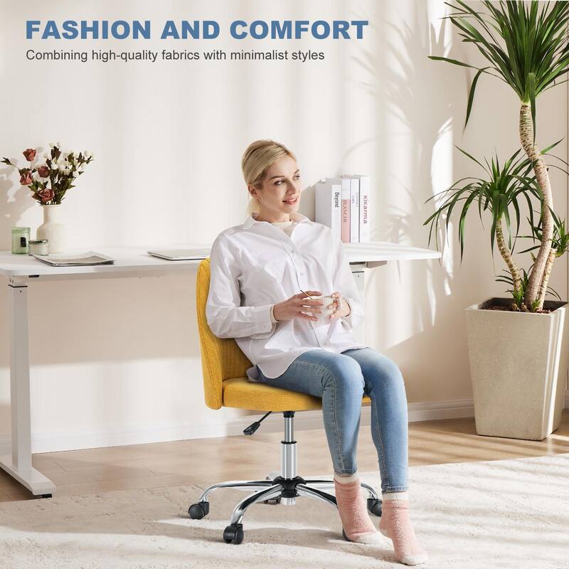 Adjustable Height Swivel Chair for Home Office - Yellow