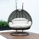 preview thumbnail 80 of 128, LeisureMod Modern 2-Person Egg Hanging Swing Chair with Beige Wicker, Oxford Fabric Cover, Patio Hammock Lounger and Cushions