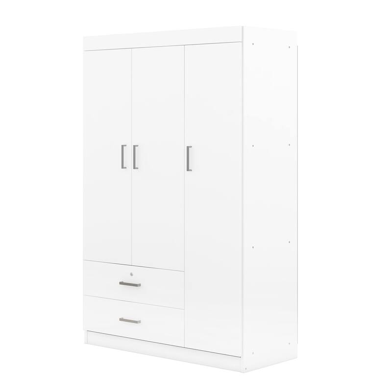 3-Door Wardrobe with 2 Drawers - N/A