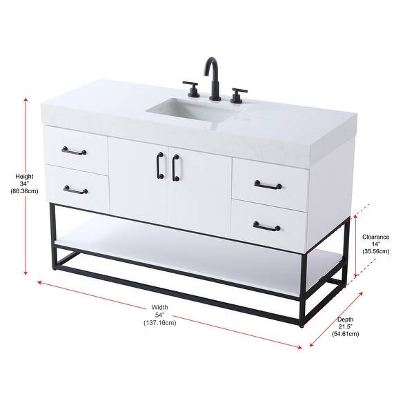 dimension image slide 10 of 12, Lennox 48 - 60 Inch Single Bathroom Vanity