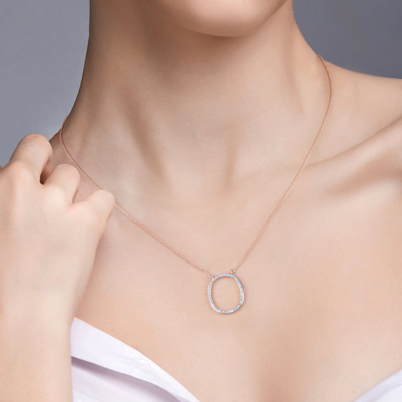 1/20ct TDW Diamond Classic Initial Pendant Necklace in Silver for Women