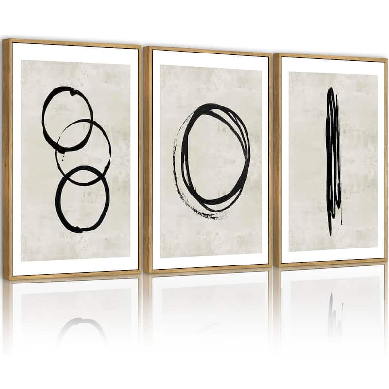 Minimalist Lines Framed Canvas Painting Artwork - 16 x 24