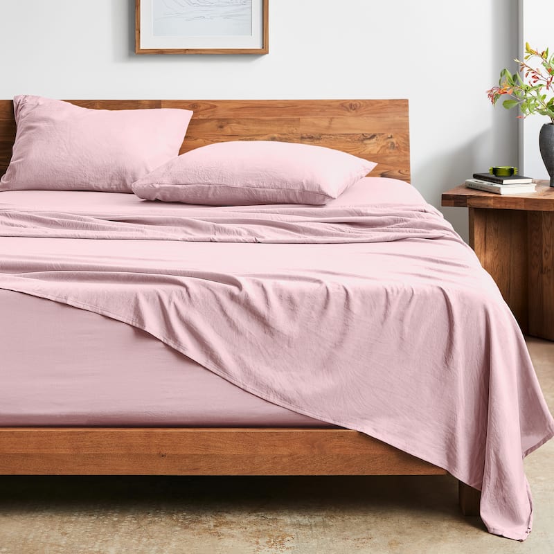 Bare Home Washed Microfiber Deep Pocket Sheet Set - Queen - Dusty Pink