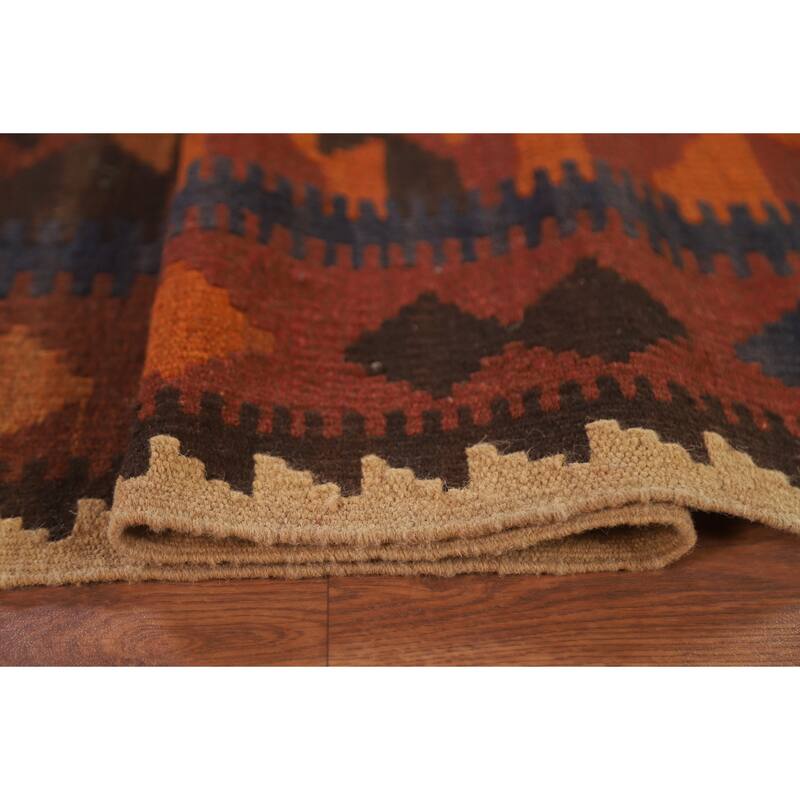 Hand Woven Oriental 100% Wool Carpet Southwestern Tribal Multi-Colored Kilim Area Rug - 9' 11'' X 6' 10''