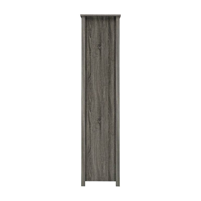 Wim 68 Inch Geometric Bookcase Etagere with 8 Shelves, Weathered Gray