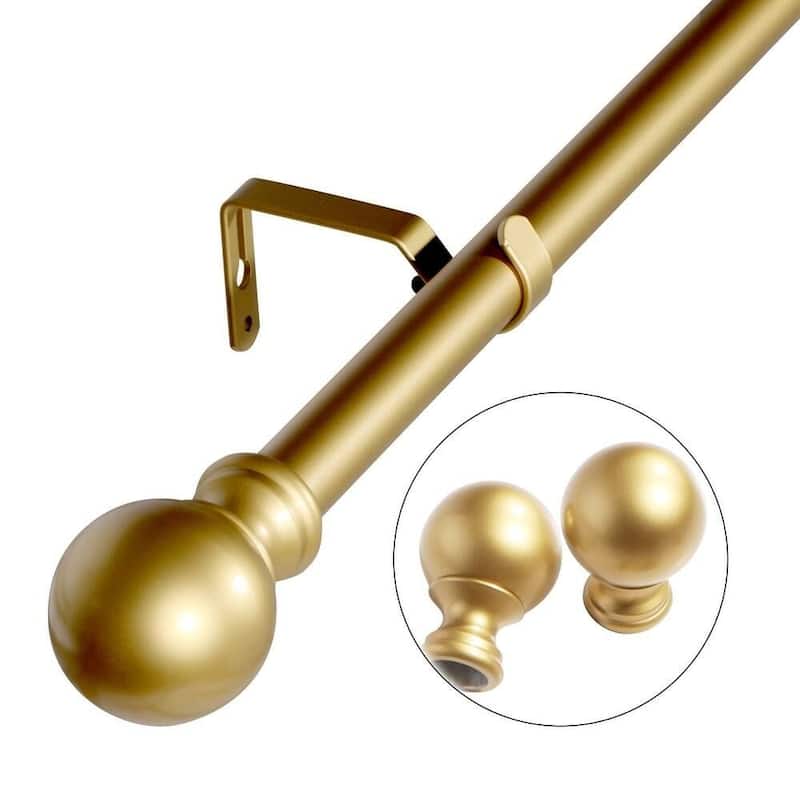 Lordear Adjustable Window Curtain Rod with Ball End Cap Finials - Silver/Gold/Black