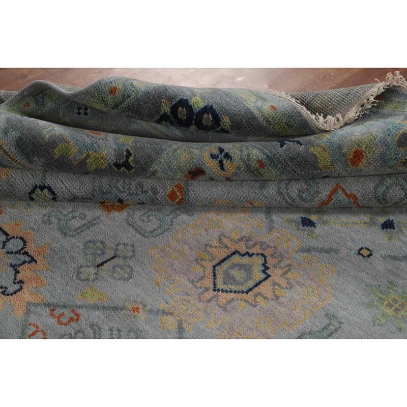 All-Over Gray Oushak Indian Area Rug Handmade Wool Carpet - 8'0" x 9'9"
