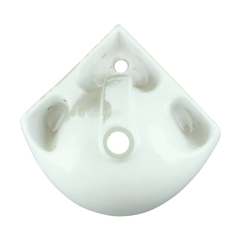 White Ceramic Corner Wall Mount Bathroom Sink Mountain Pond 20.5" with Overflow and Backsplash Renovators Supply - White