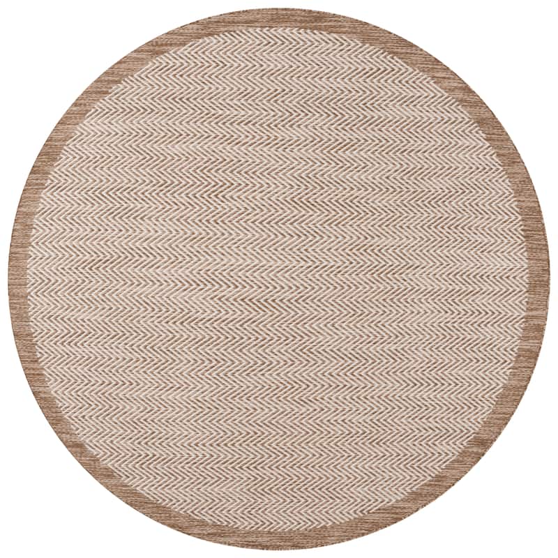 SAFAVIEH Beach House Shannon Transitional Rug - 6'7" Round - Brown/Ivory