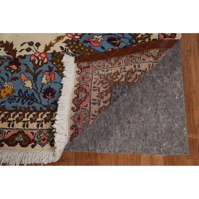 Hand Knotted Oriental 100% Wool Carpet Traditional Floral Beige & Ivories Tabriz Area Rug - 15' 2'' X 10' 1''