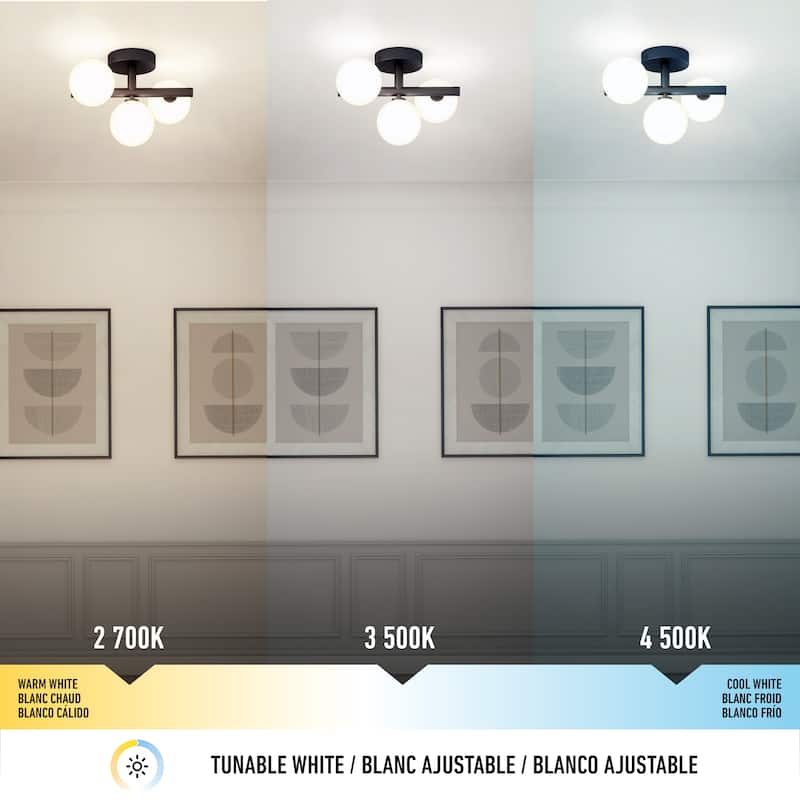 Artika Bloom Ceiling Flushmount Light, Black-3CCT