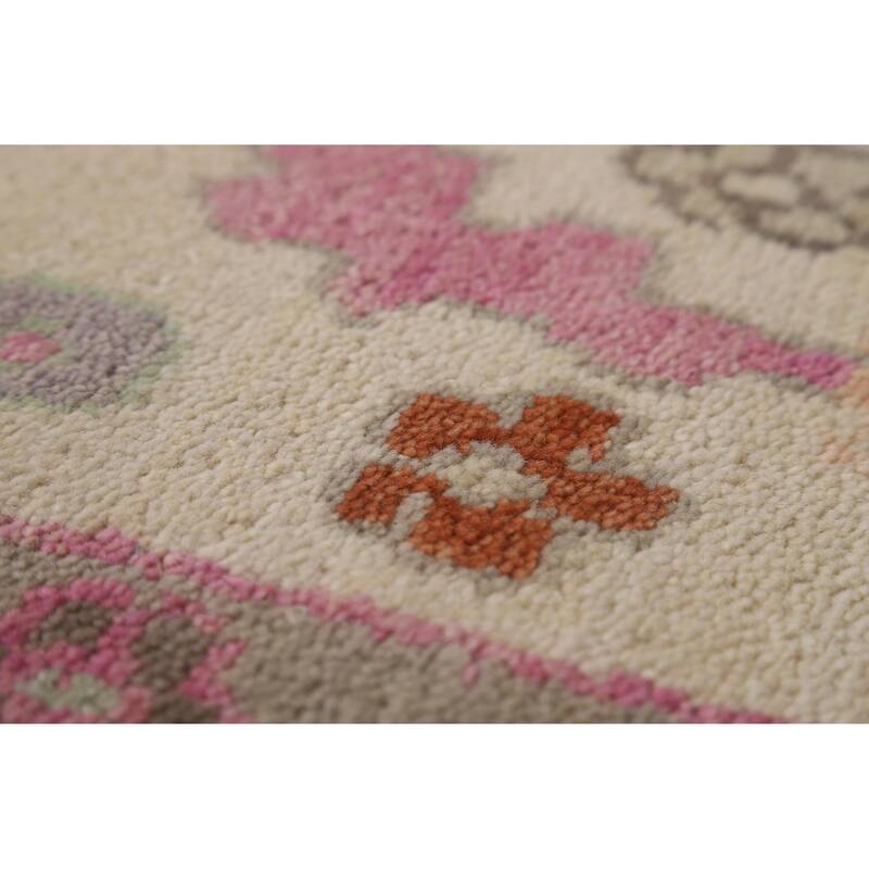 Light Blue Floral Oushak Indian Area Rug Handmade Wool Carpet - 8'0" x 9'10"