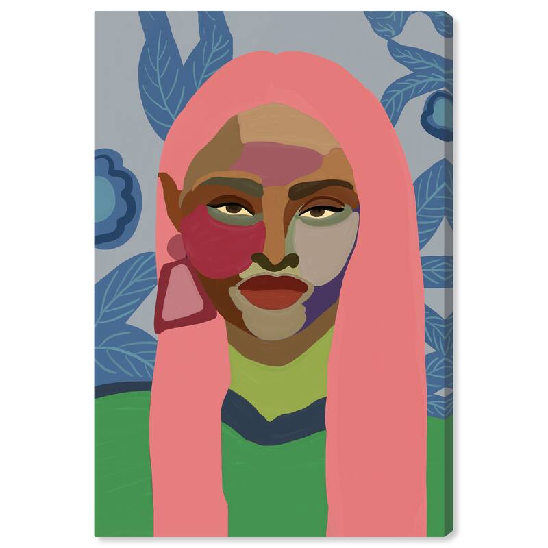 Wynwood Studio Canvas People and Portraits Pink Hair Girl Pink and Modern & Contemporary Wall Art Canvas Print