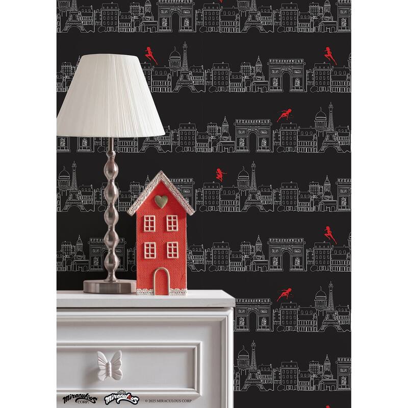Miraculous Ladybug Charming Paris Black Peel and Stick Wallpaper
