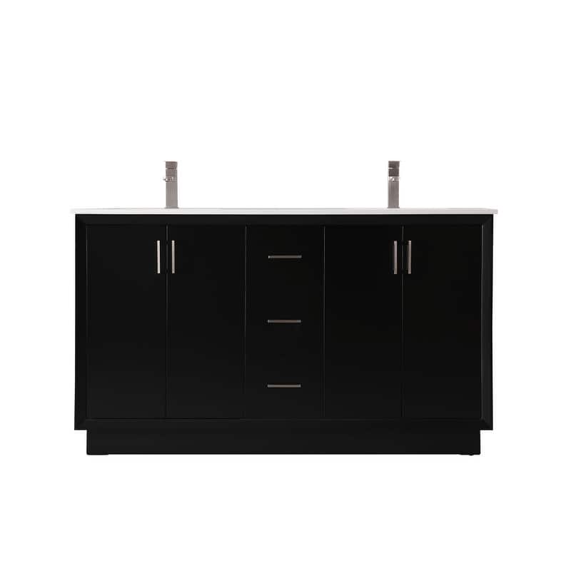 Elegant Lighting VF19660D Hayes 60" Free Standing Double Basin Vanity - Black
