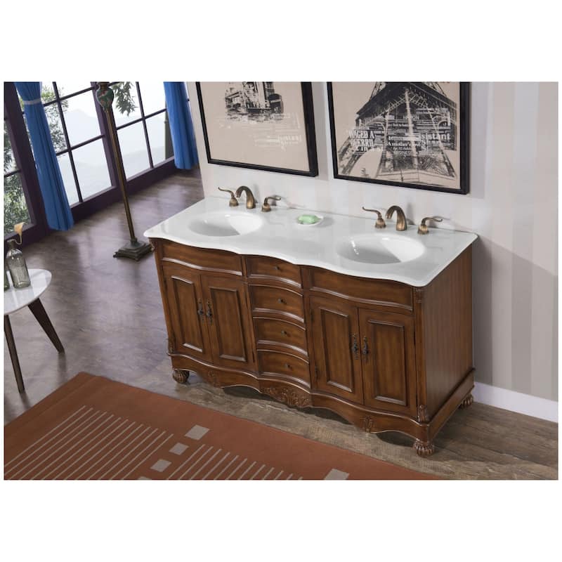 Elegant Lighting VF-1048-VW Windsor 60" Free Standing Double Basin