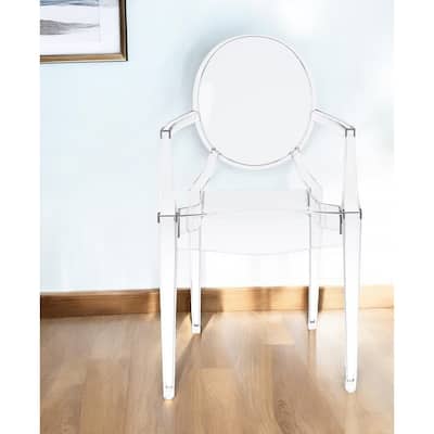 HomeRoots Clear Acrylic King Louis Back Dining Arm Chair