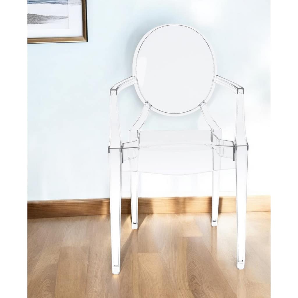 HomeRoots Clear Acrylic King Louis Back Dining Arm Chair