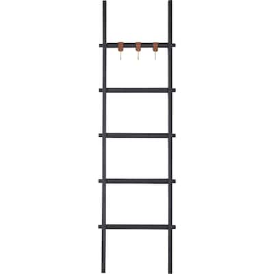 Mango Wood Throw Rug Hanging Ladder - 72" - Black