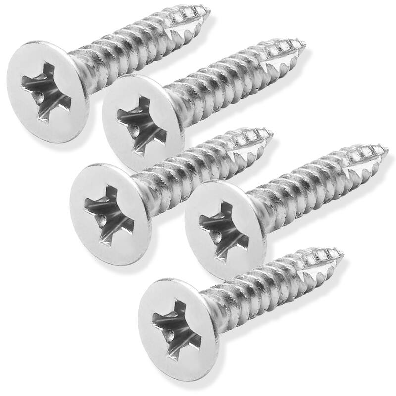 Wood Screws 9 x 1in for Door Hinges 25 pack - Chrome