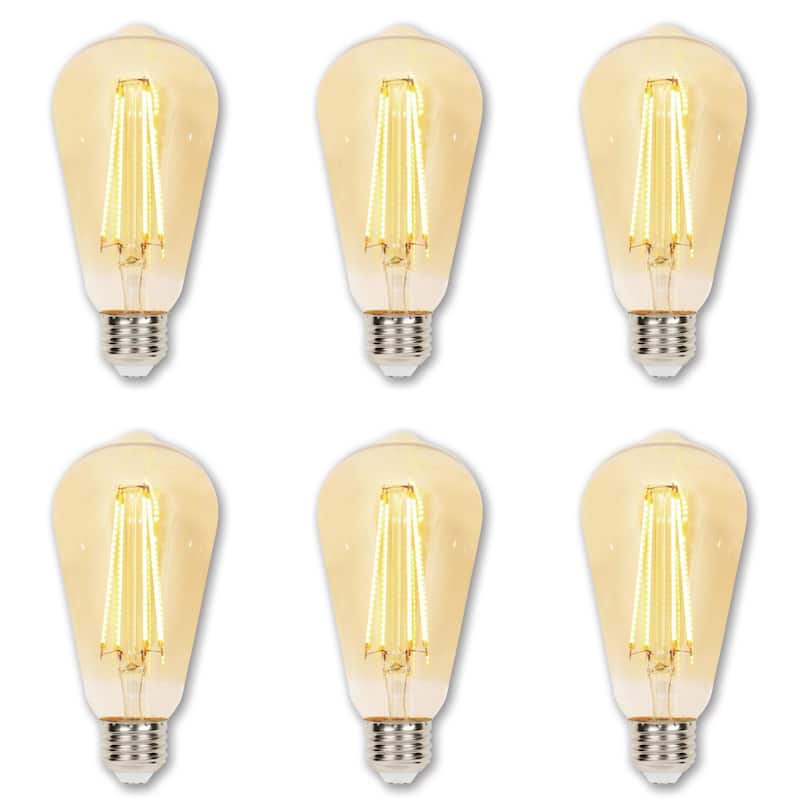Westinghouse Lighting 6.5-Watt (60-Watt Equivalent) Amber ST20 Dimmable Filament LED Light Bulb, Medium Base - 6-Pack