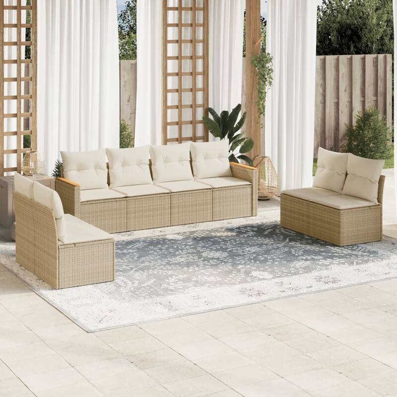 vidaXL Garden Sofa Set Black - 24.4 x 24.2 x 27.2 - Beige Standard Large Without table