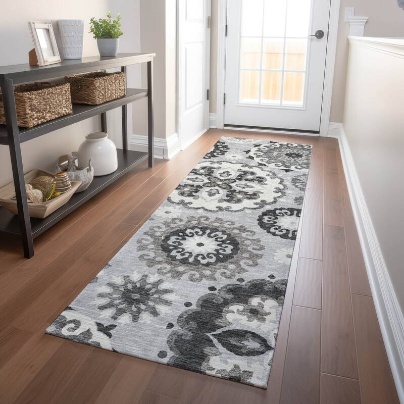 Premium Washable Super Soft Boho Suzani Mayfield Rug - Silver - 2' 3" x 7' 6" - Runner