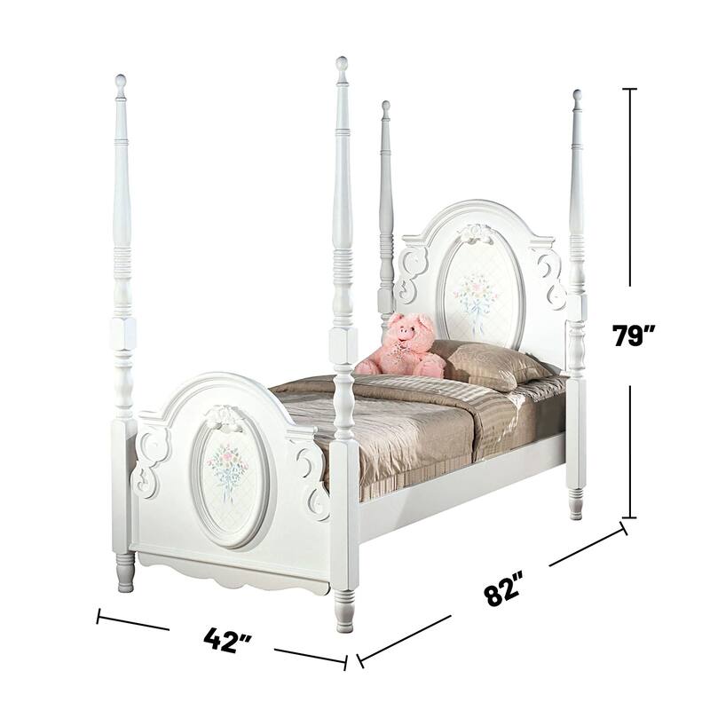 Wooden Full Bed with Arched Headboard in White Finish