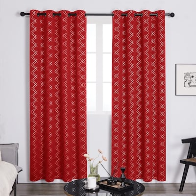 Deconovo Silver Geometric Curtain Panel Pair(2 Panel)