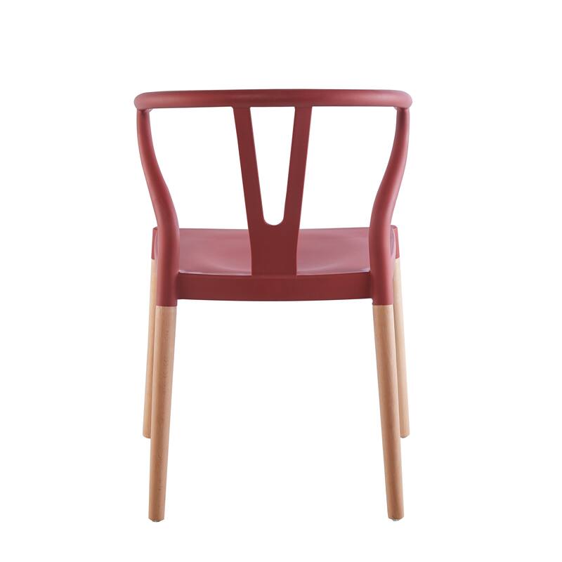 Porthos Home Lyra Plastic Dining Chairs with Beechwood Legs, Set of 2