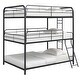 preview thumbnail 2 of 7, Black Full over Full Size Metal Triple Bunk Bed with Ladder & Fence