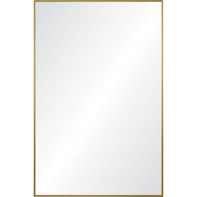 35.5" Clear Brass Finished Framed Rectangular Wall Mirror
