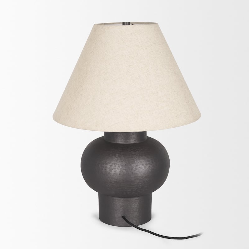 Salaah Black Brushed Metal w/ Beige Shade Table Lamp - 19.5L x 19.5W x 26.0H