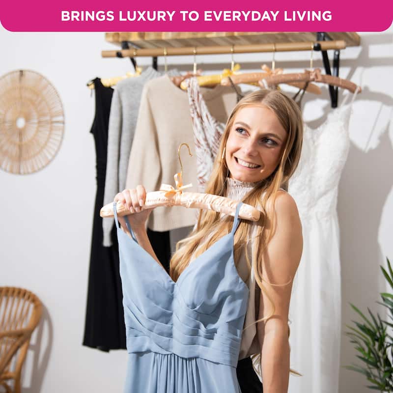 Padded Hangers Premium Heavy Duty Satin Anti Slip - Earthtone, Set of 12