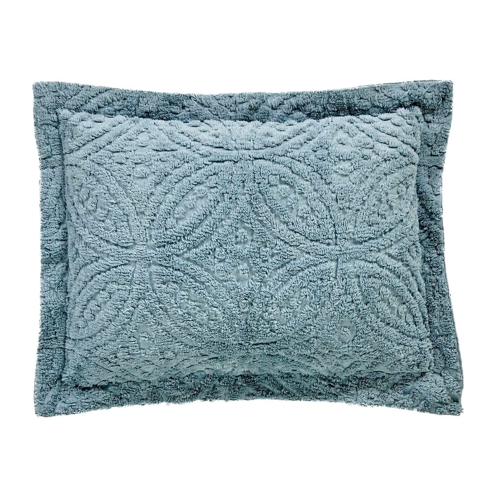 Better Trends Wedding Ring Loop Design Standard Sham 100% Cotton Tufted Machine Washable Tumble Dry