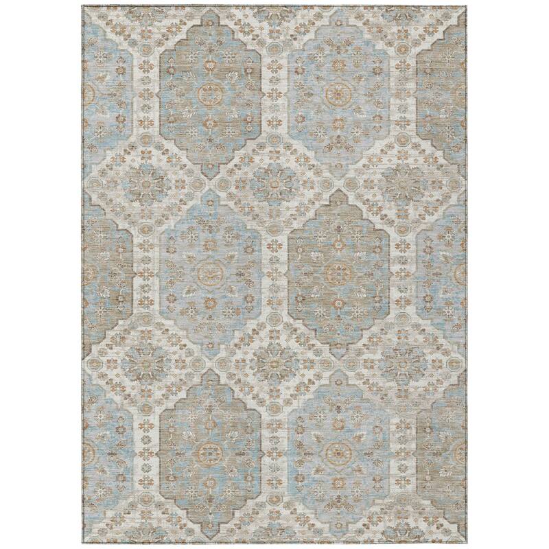 Machine Washable Indoor/ Outdoor Traditional Kiowa Chantille Rug