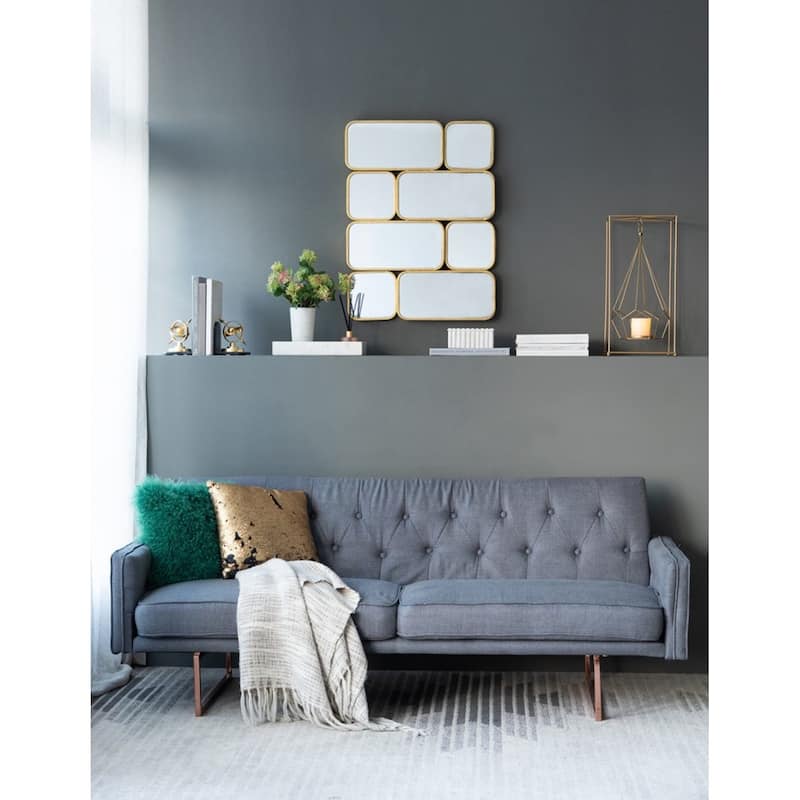 Geometric Rectangular Framed Wall Mirror - 32" - Gold