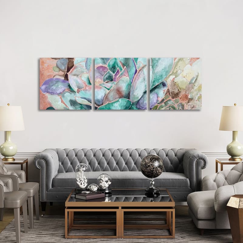 iCanvas "Desert Flower On Terra Cotta" by Patricia Pinto 3-Piece Canvas Wall Art Set - 30x90x1.5