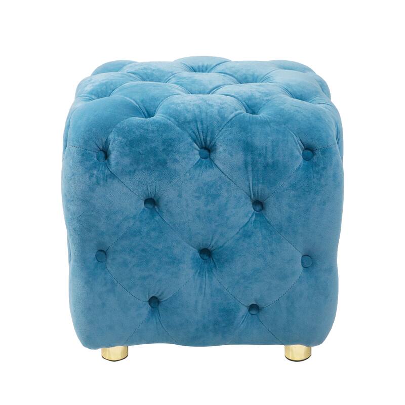 Modern Velvet Upholstered Square Tufted Ottoman by GDFStudio