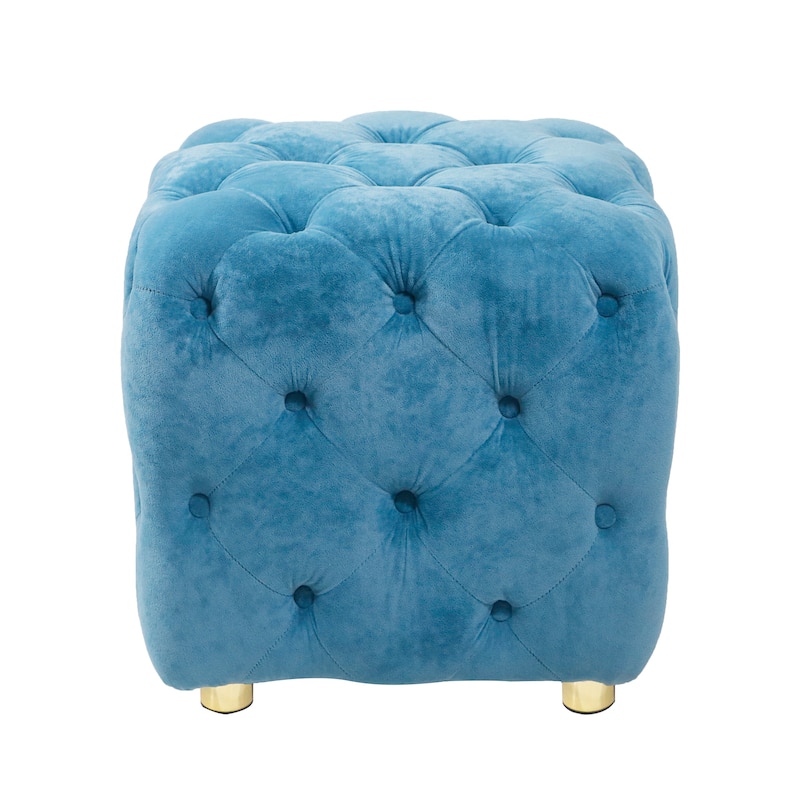 Velvet Upholstered Ottoman, Multi-Functional Dice-Shaped Foot Stool, Dressing Makeup Chair with Hidden Storage Compartment