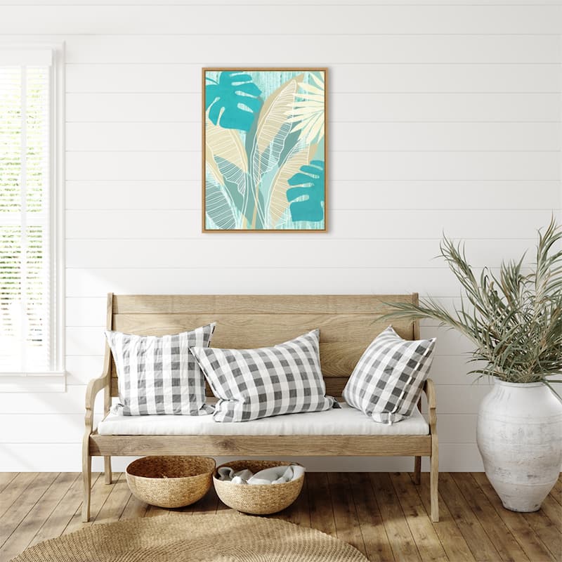 Amanti Art Aqua Tropical I by Flora Kouta Framed Canvas Wall Art Print - Sylvie Maple