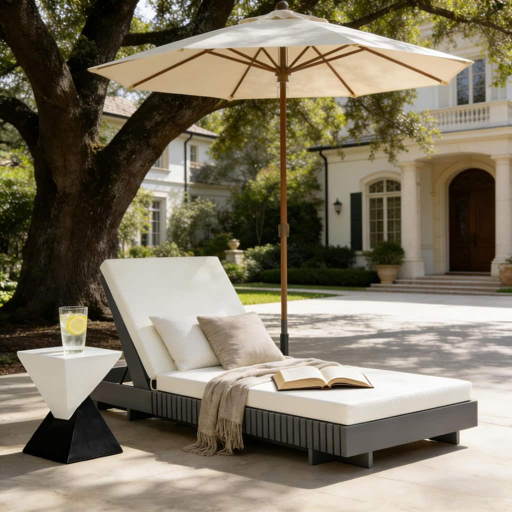 Christopher Knight Home - Kim Lounge Chaise Modern Outdoor Wooden Set with Triple-Fold Lounge Cushion