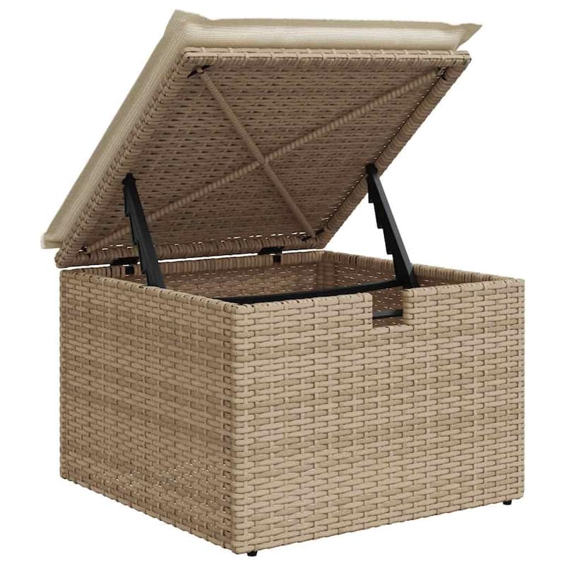 vidaXL Patio Sofa Set with Cushions Outdoor Furniture 9 Piece Poly Rattan - 21.7 x 39.4 x 28.7 in