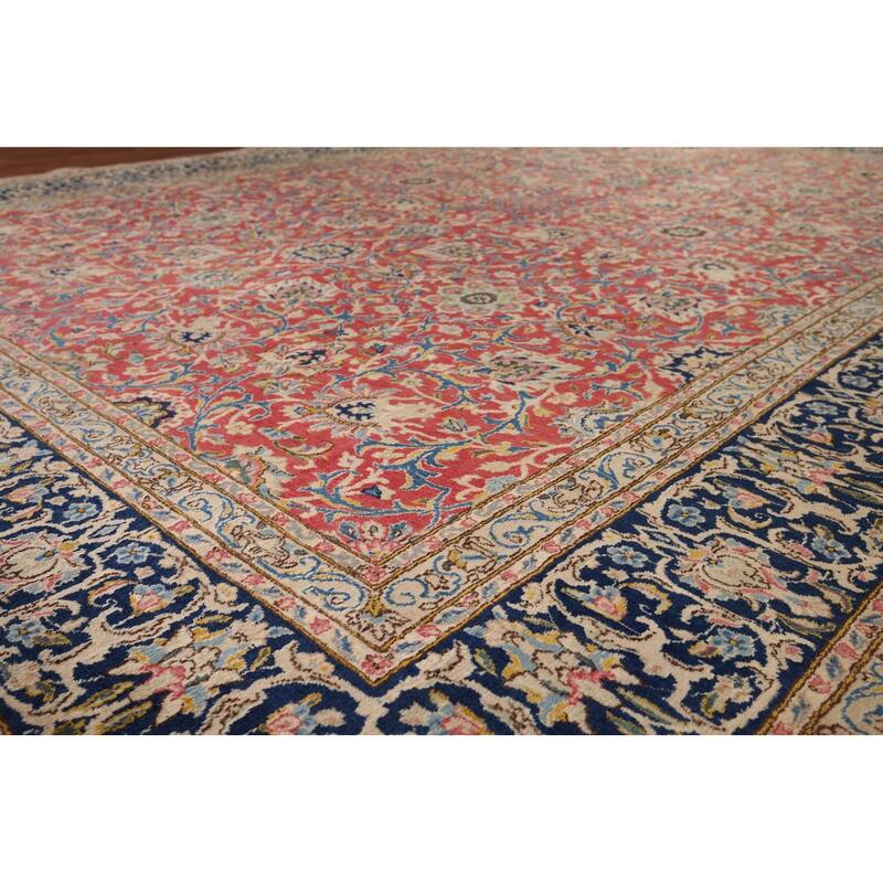 Vegetable Dye Kerman Large Vintage Persian Rug Handmade Wool Carpet - 9'9" x 13'9"