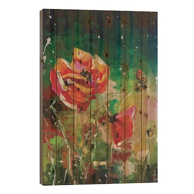 Red Poppies II Print On Wood by KuptsovaArt - Multi-Color