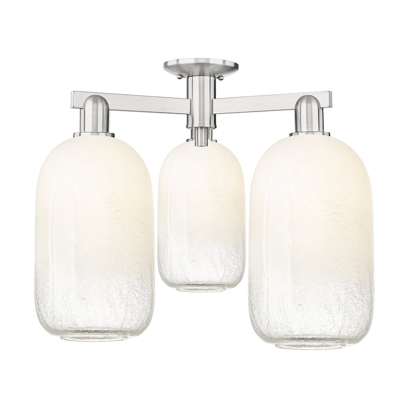 Innovations Lighting 716-3F-17-25 Brookhaven Cloche Semi-Flush - Brushed Satin Nickel / Opal